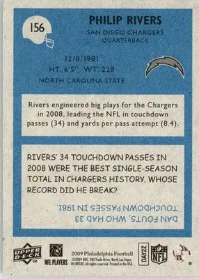 Philip Rivers - 2009 Philadelphia - #156 - Football - Football Card Single