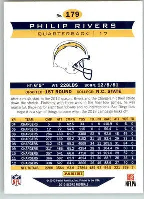 Philip Rivers - 2013 Score - #179 - Scorecard Football - Football Card Single