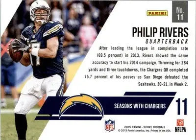 Philip Rivers - 2015 Score - #11 - Franchise Green Football - Football Card Single