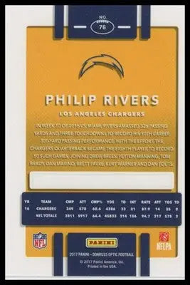 Philip Rivers 2017 Donruss Optic #76 Los Angeles Chargers - Football Card Single