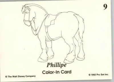 Philippe / Cogsworth - 1992 Pro Set Beauty and the Beast - #C9 - Color in Cards - Entertainment Card Single