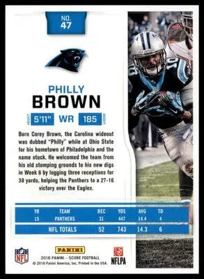 Philly Brown 2016 Score #47 Carolina Panthers