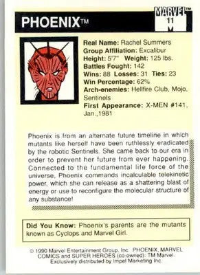 Phoenix - 1990 Impel Marvel Universe - #11 - Non_sport - Marvel Card Single