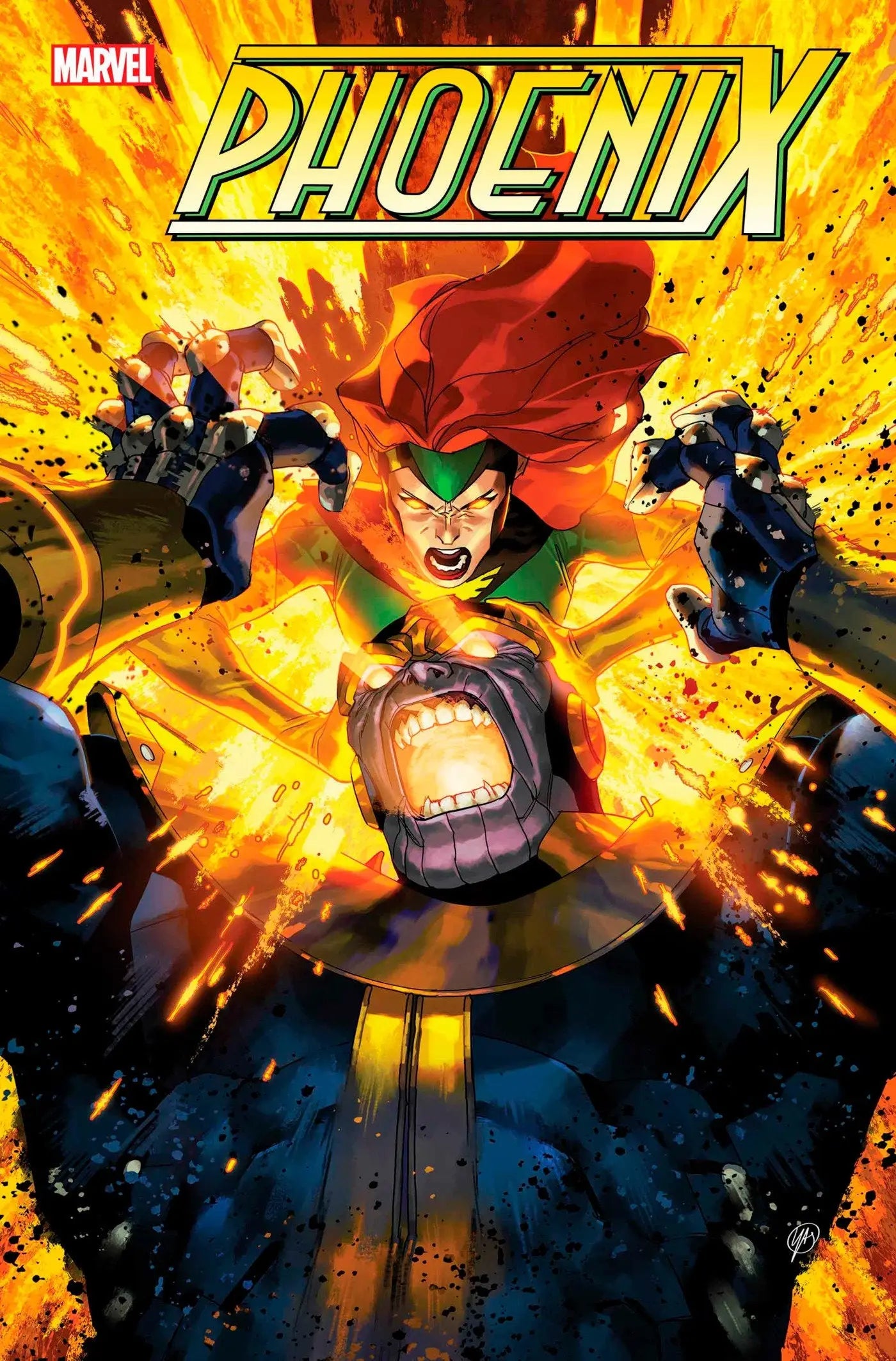 Comic book cover featuring Captain Marvel, Rocket Raccoon, and Thanos for Phoenix #7