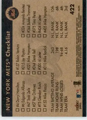 Piazza / Leiter / Hampton / Benitez - 2001 Fleer Tradition - #422 - Baseball - Baseball Card Single