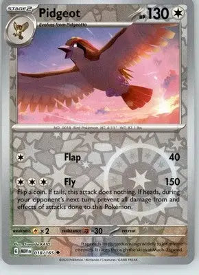 Pidgeot - 151 - 018/165 - Reverse Holo NM Pokemon - Pokémon Card Single
