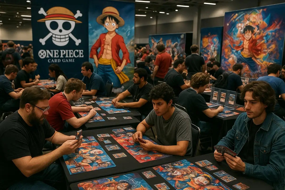 One Piece TCG board with colorful artwork and pieces for 2025 collectors