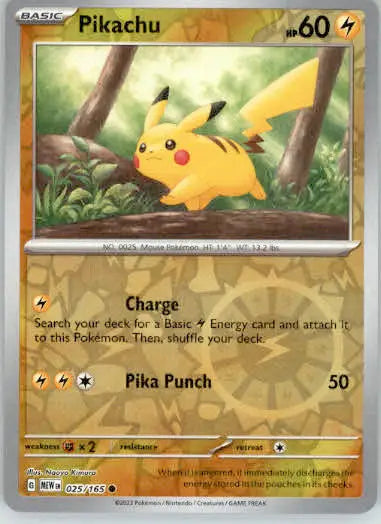 Pikachu - SV: Scarlet & Violet 151 - 025/165 - Reverse Holo NM - Pokémon Card Single