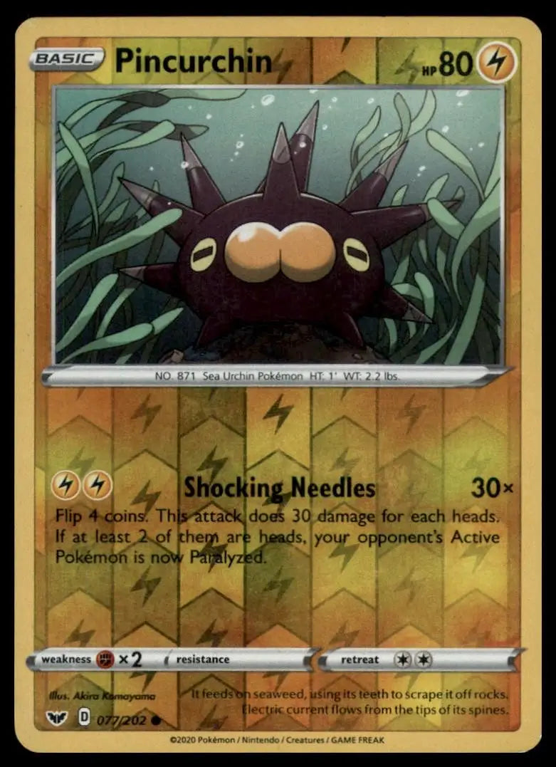 Pincurchin 077/202 Swsh01: Sword & Shield Reverse Holo Pokemon