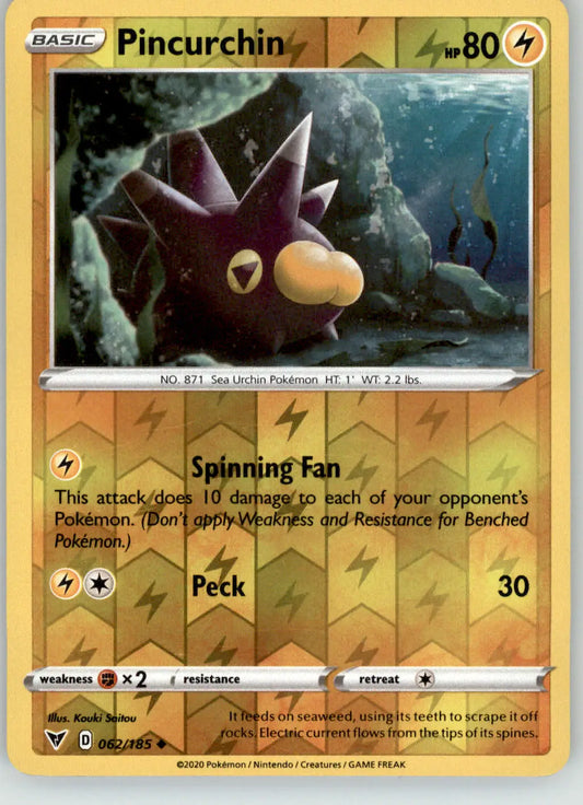 Pincurchin - Vivid Voltage - 062/185 - Reverse Holo LP Pokemon - Pokémon Card Single