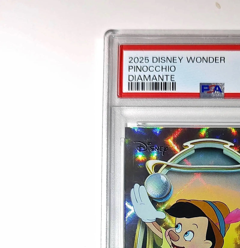 Pinocchio 2025 Topps Disney Wonder #7 Winter Variant Card Pinocchio PSA 8