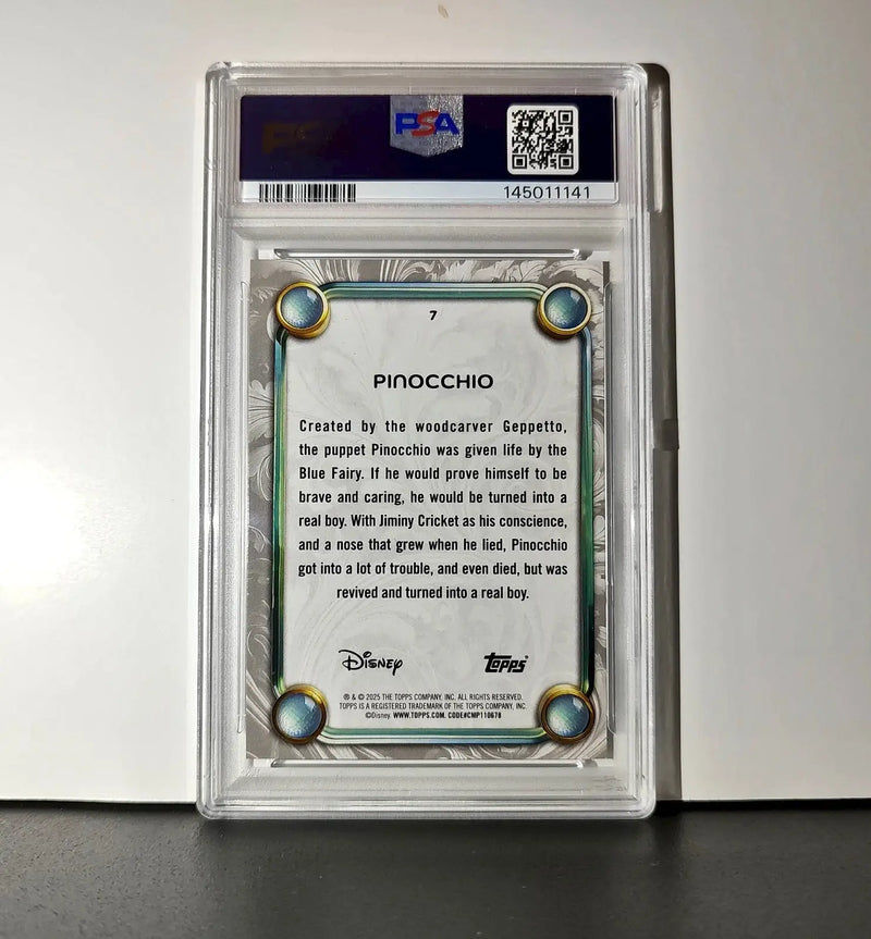 Pinocchio 2025 Topps Disney Wonder #7 Winter Variant Card Pinocchio PSA 8