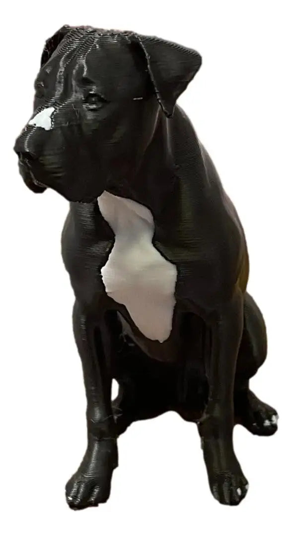Pitbull Lab Mix Dog Figurine 3D Printed Black & White Dog Lover Gift Decor - Other
