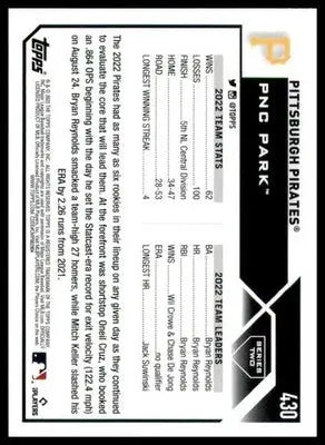 Pittsburgh Pirates 2023 Topps #430 Pittsburgh Pirates - Baseball Card Single