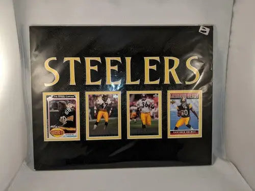 Pittsburgh Steelers 4 Trading Card Holder Wall Plaque with Cards 14’’ x 11’’ - Display Case