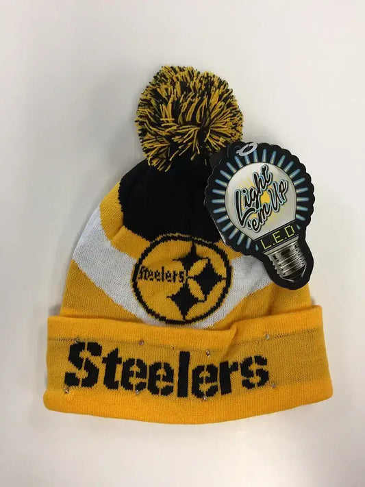 Pittsburgh Steelers Big Logo Colorblock Light Up Beanie - Apparel