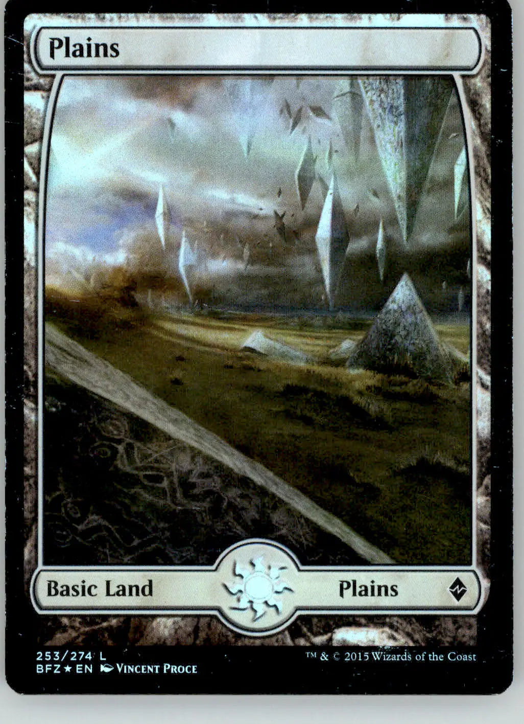 Plains (253) Full Art - Battle for Zendikar - 253 - Foil MP Magic: The Gathering - Magic Card Single