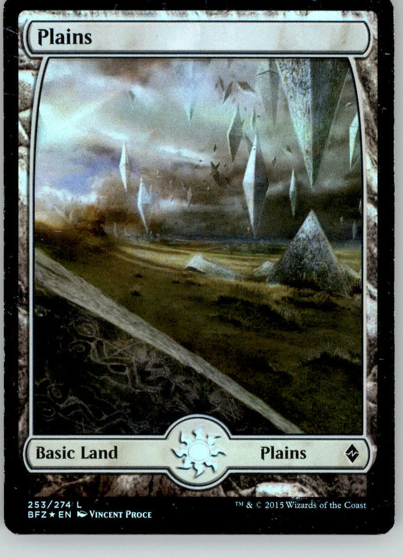 Plains (253) Full Art - Battle for Zendikar - 253 - Foil MP Magic: The Gathering - Magic Card Single