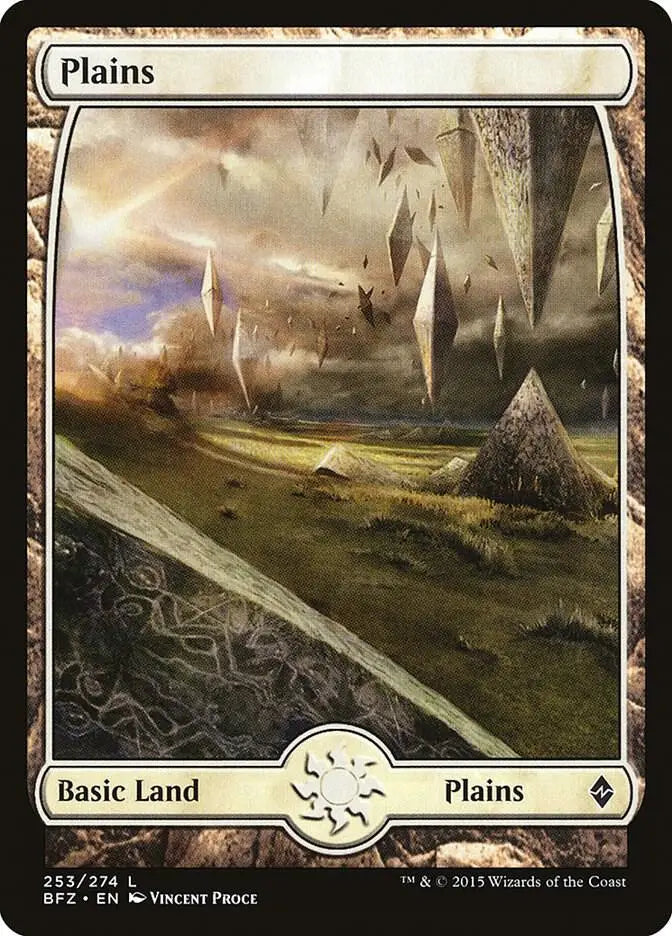 Plains (253) Full Art - Battle for Zendikar - 253 - Foil MP Magic: The Gathering - Magic Card Single
