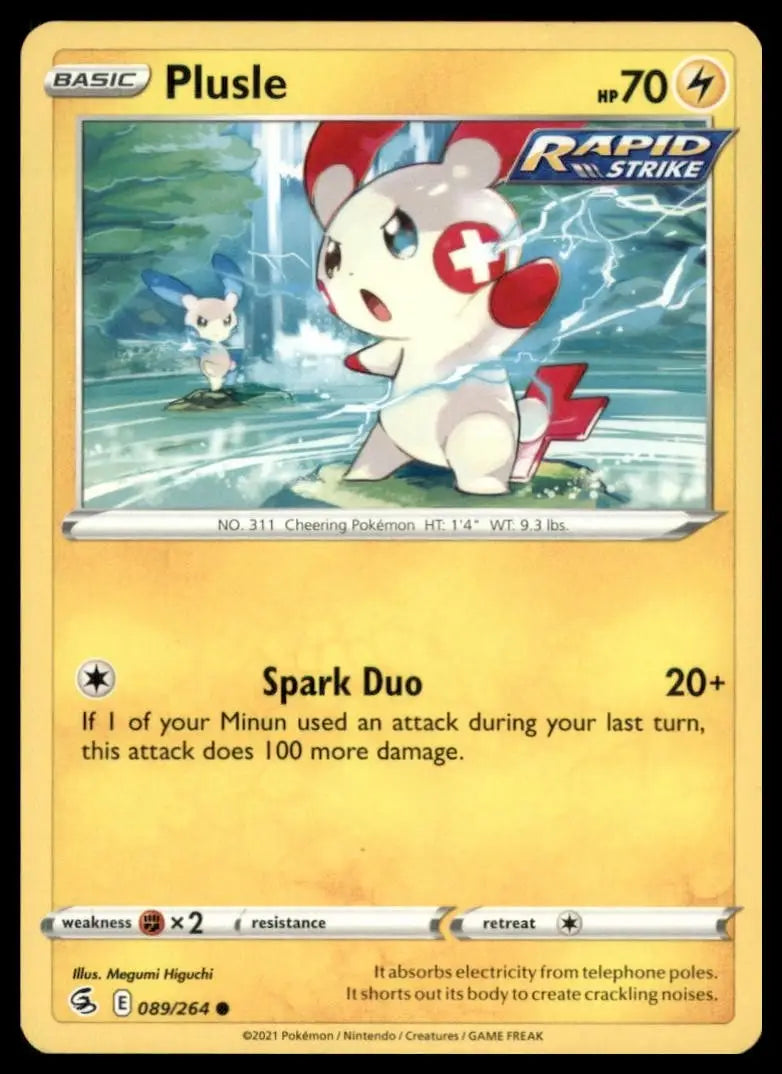 Plusle 089/264 Swsh08: Fusion Strike Regular Pokemon - Pokémon Card Single