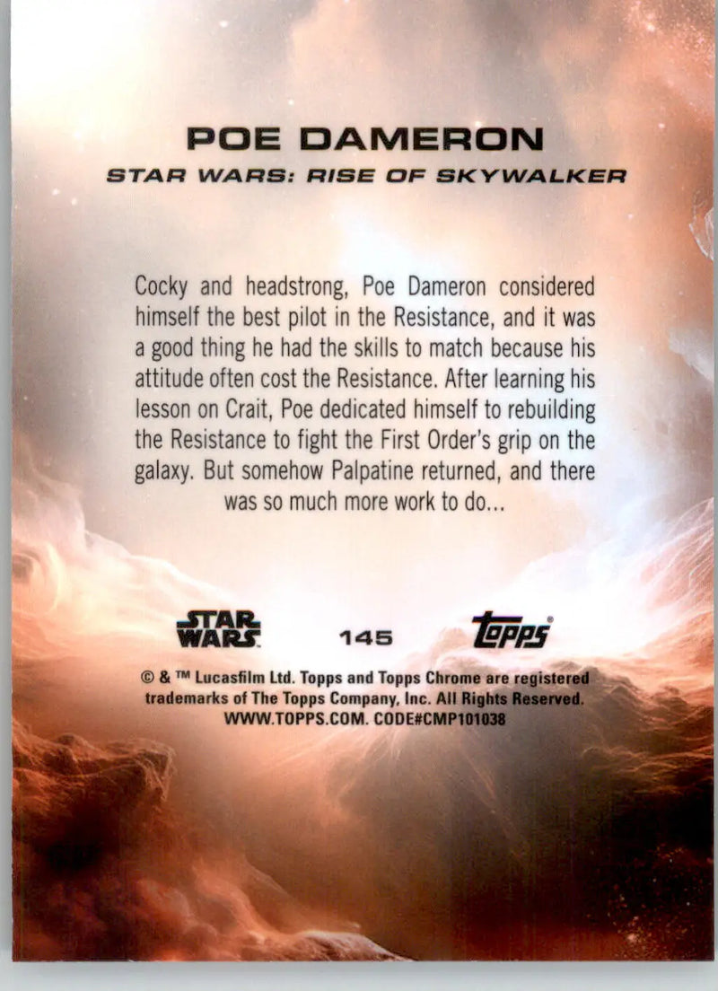 Poe Dameron - 2025 Topps Chrome Star Wars Sapphire - #145 - Non_sport - Star Wars Card Single