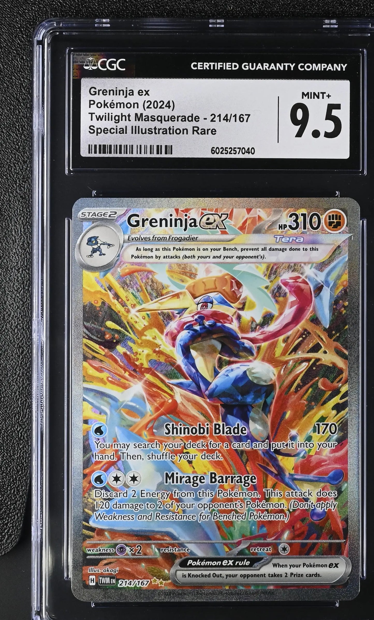 Pokemon Greninja ex (214/167) [Scarlet & Violet: Twilight Masquerade] CGC 9.5 Mint+ - Pokémon Card Single