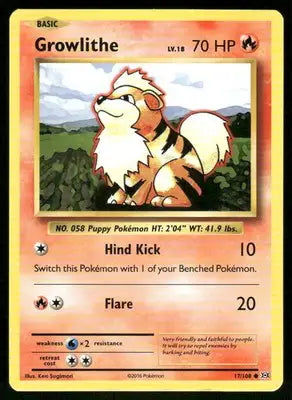 Pokemon Growlithe #17/108 2016 Evolutions - Pokémon Card Single