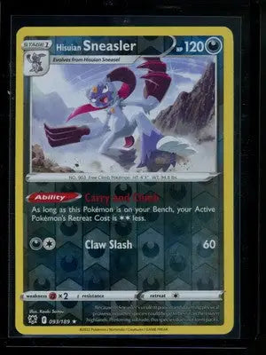 Pokemon Hisuian Sneasler reverse holo card from the 2022 Pokemon set