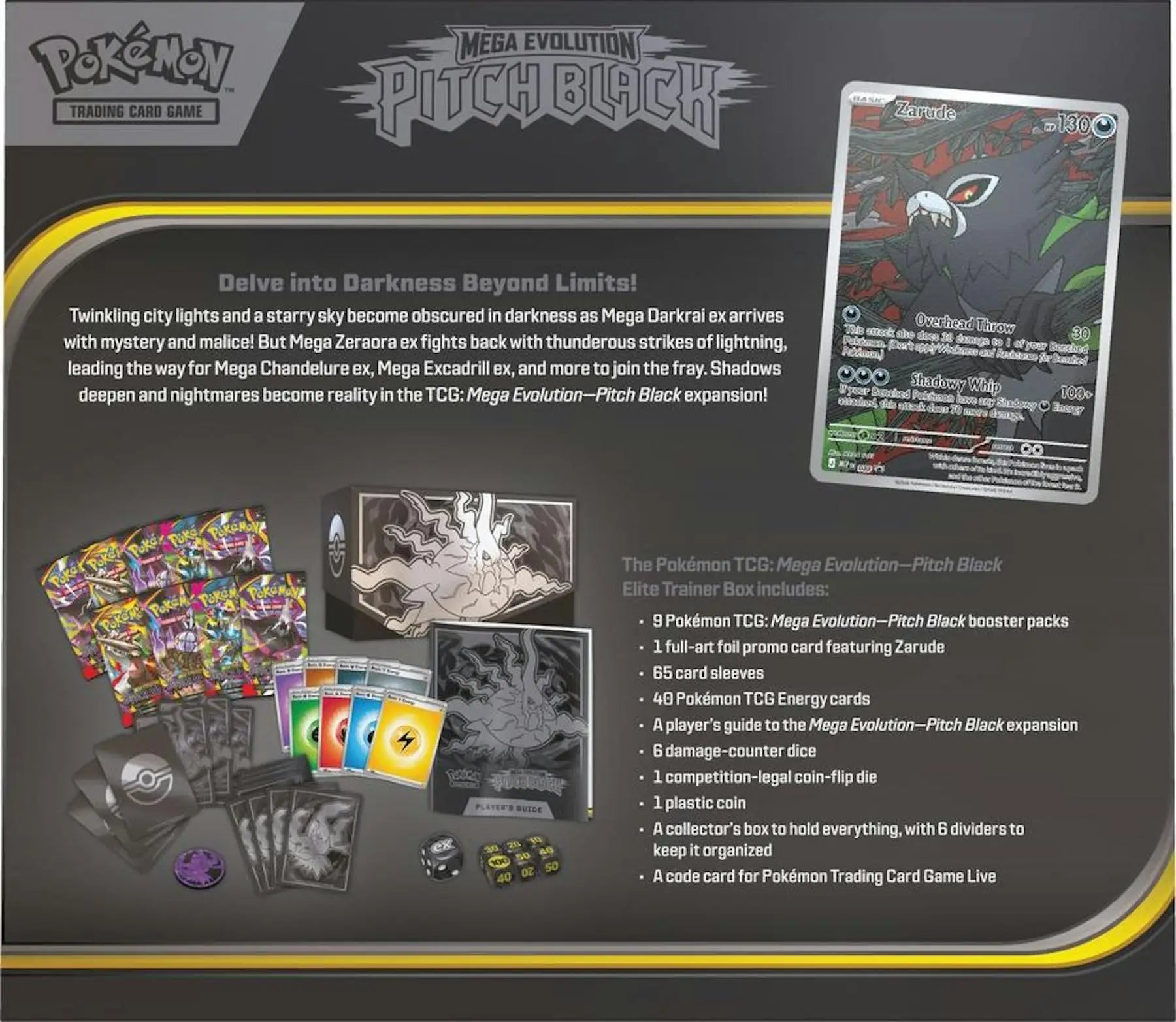 Pokemon: Mega Evolution Pitch Black Elite Trainer Box | Columbia Sports Cards - Pokémon Card Box