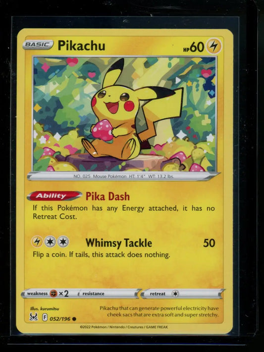 Pokemon Pikachu card from the Pokemon Pikachu #052/196 English 2022 collection