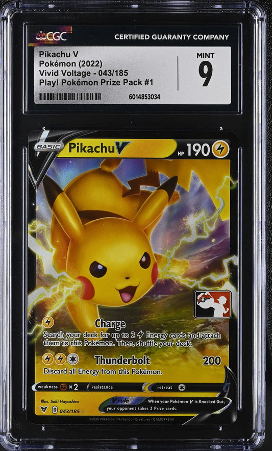 Pokemon Pikachu V (043/185) [Vivid Voltage] Prize Pack Promo CGC 9 Mint - Pokémon Card Single