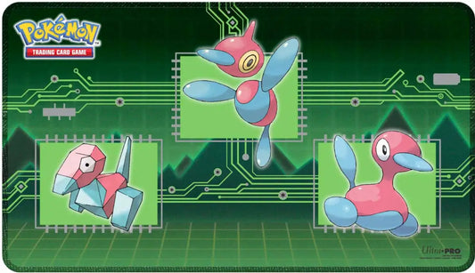 Pokémon Porygon EVOLUTIONS stitched playmat with non-slip rubber backing, ideal oversize mousepad