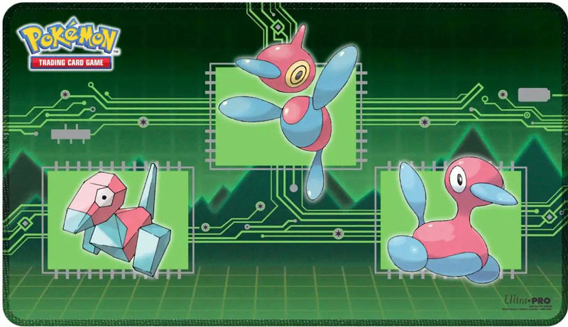 Pokémon Porygon EVOLUTIONS stitched playmat with non-slip rubber backing, ideal oversize mousepad