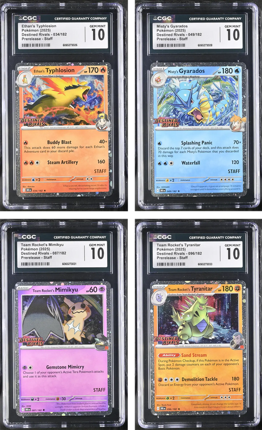 Pokemon [S&V: Destined Rivals] Prerelease Staff Set of 4 CGC 10 Gem Mint - Trading Cards