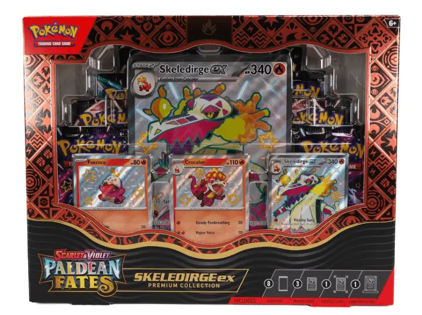 Pokemon Scarlet & Violet: Paldean Fates SKELEDIRGE Premium Collection ex Box - Sports Card Hobby Boxes