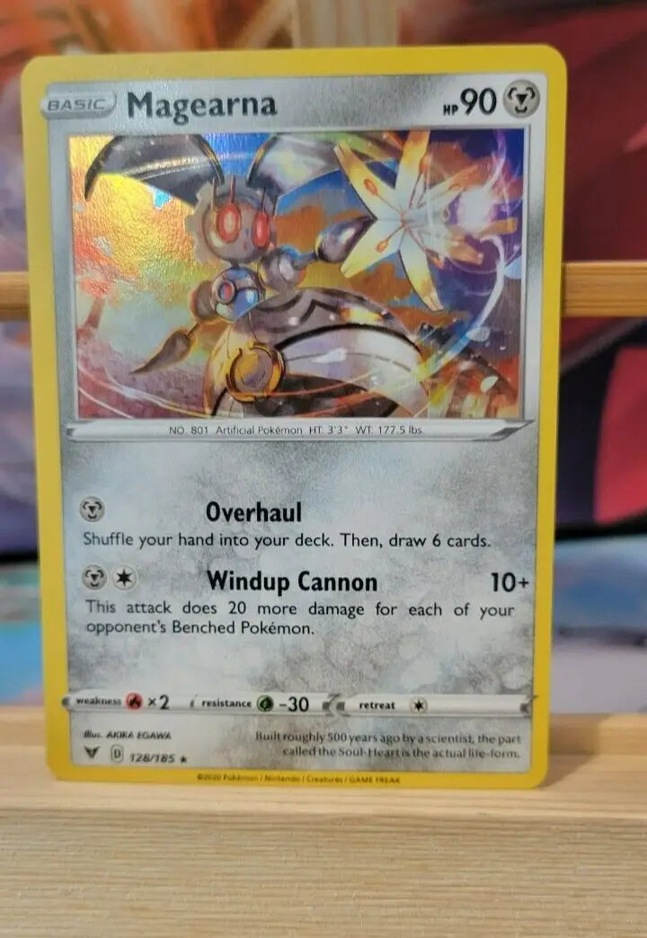 Magearna Pokémon TCG card 128/185 featuring the mythical Pokemon in vibrant art