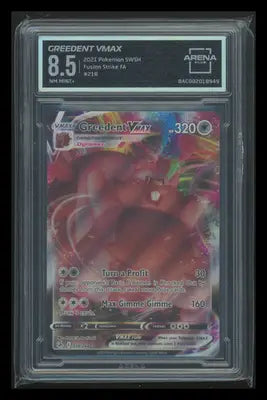 Pokemon TCG Greedent VMAX #218/264 Arena Club 8.5 2021 Pokemon Fusion Strike