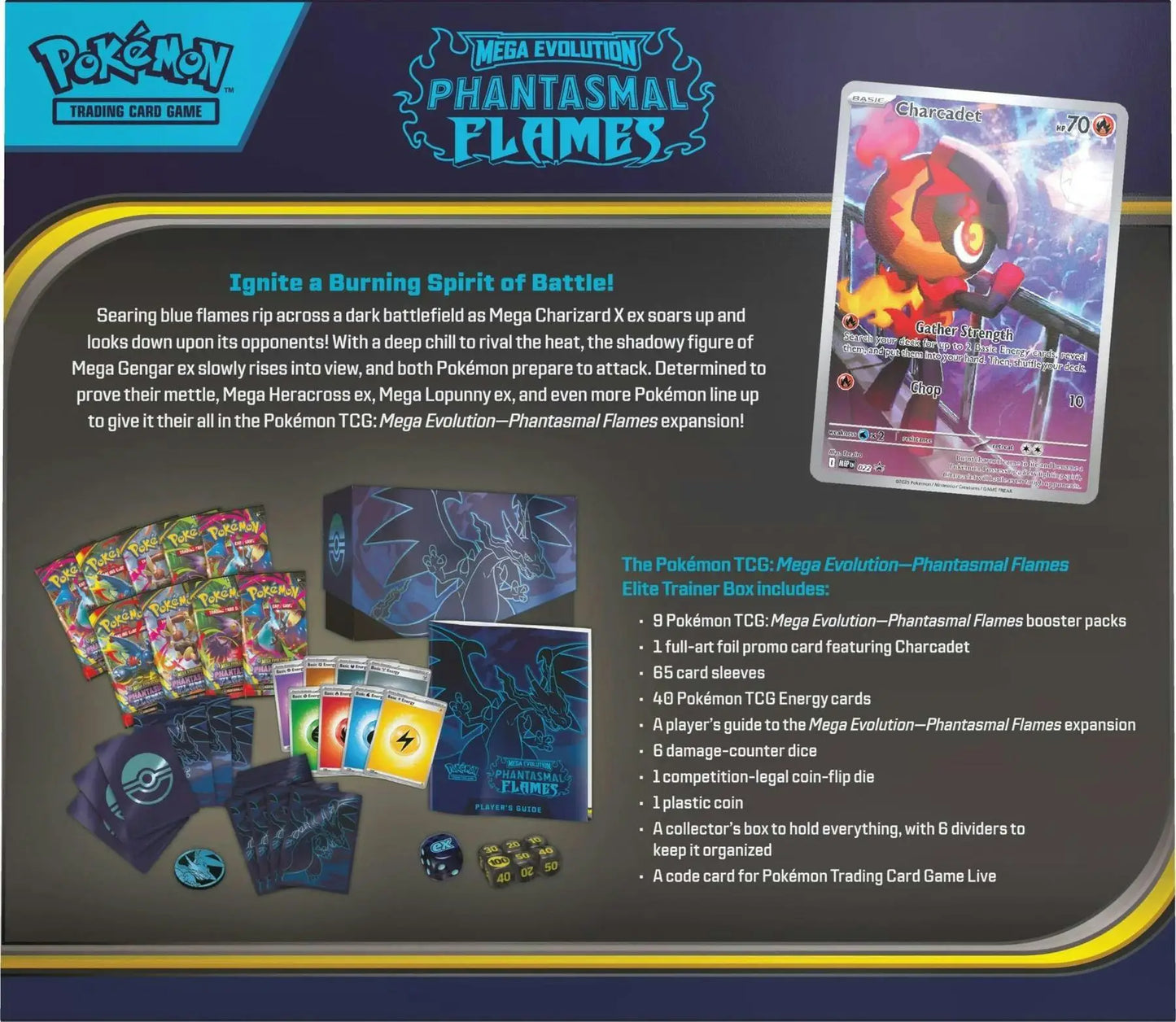 Pokémon TCG: Mega Evolution – Phantasmal Flames Elite Trainer Box (Presell) - Sports Card Hobby Boxes