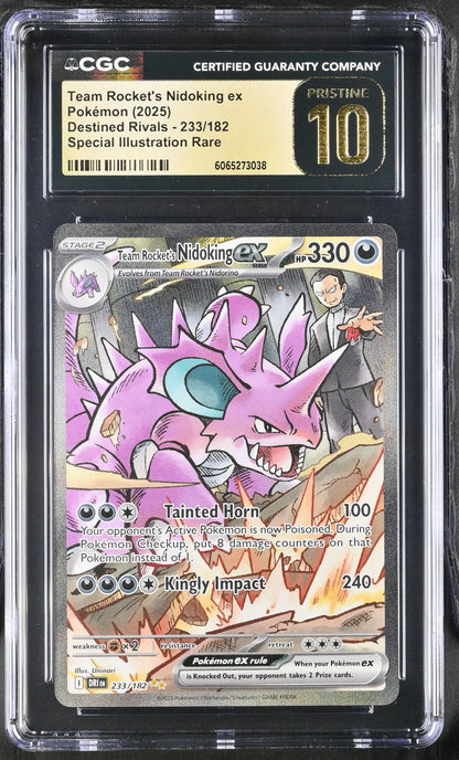 Pokemon Team Rocket’s Nidoking ex (233/182) [S&V: Destined Rivals] CGC 10 Pristine - Trading Card