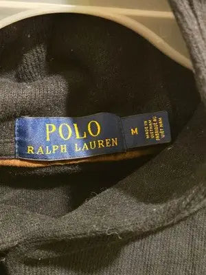Polo Ralph Lauren Sweater Men’s M Black Collar Pullover Pony Logo Long Sleeve - Apparel