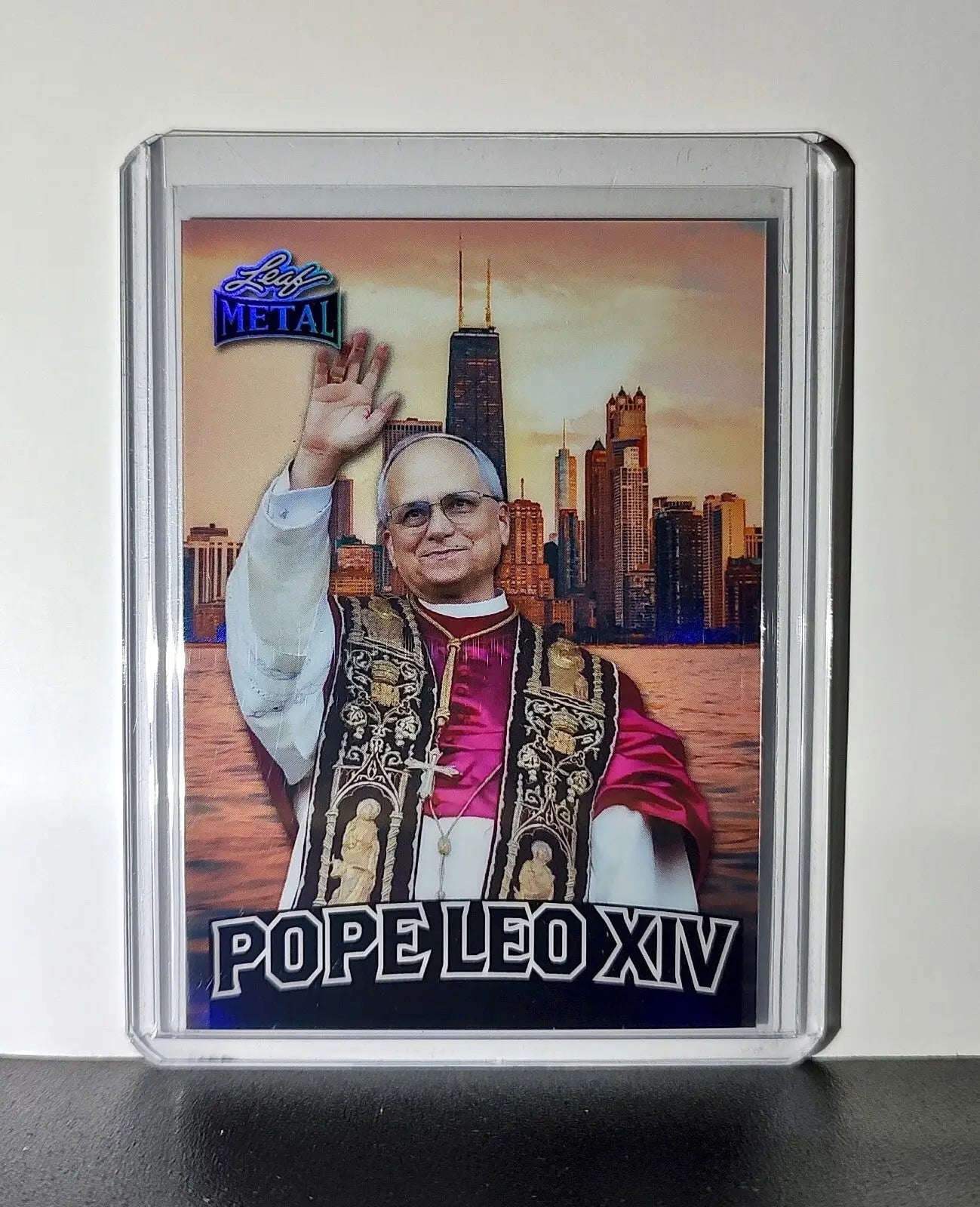Pope Leo XIV 2025 Leaf Metal Trading Card Chicago Skyline Parallel /639 - Other