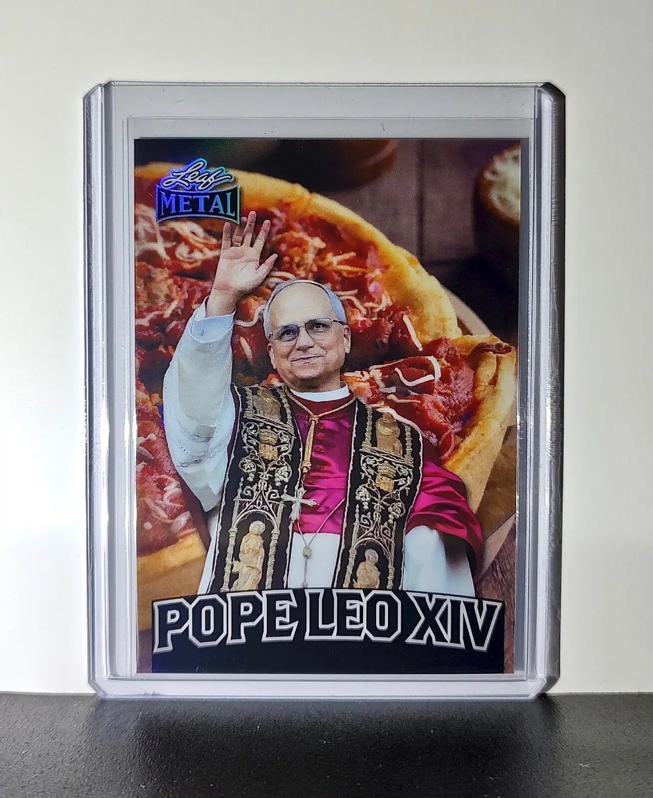 Pope Leo XIV 2025 Leaf Metal Trading Card Deep Dish Pizza Parallel /569 - Other