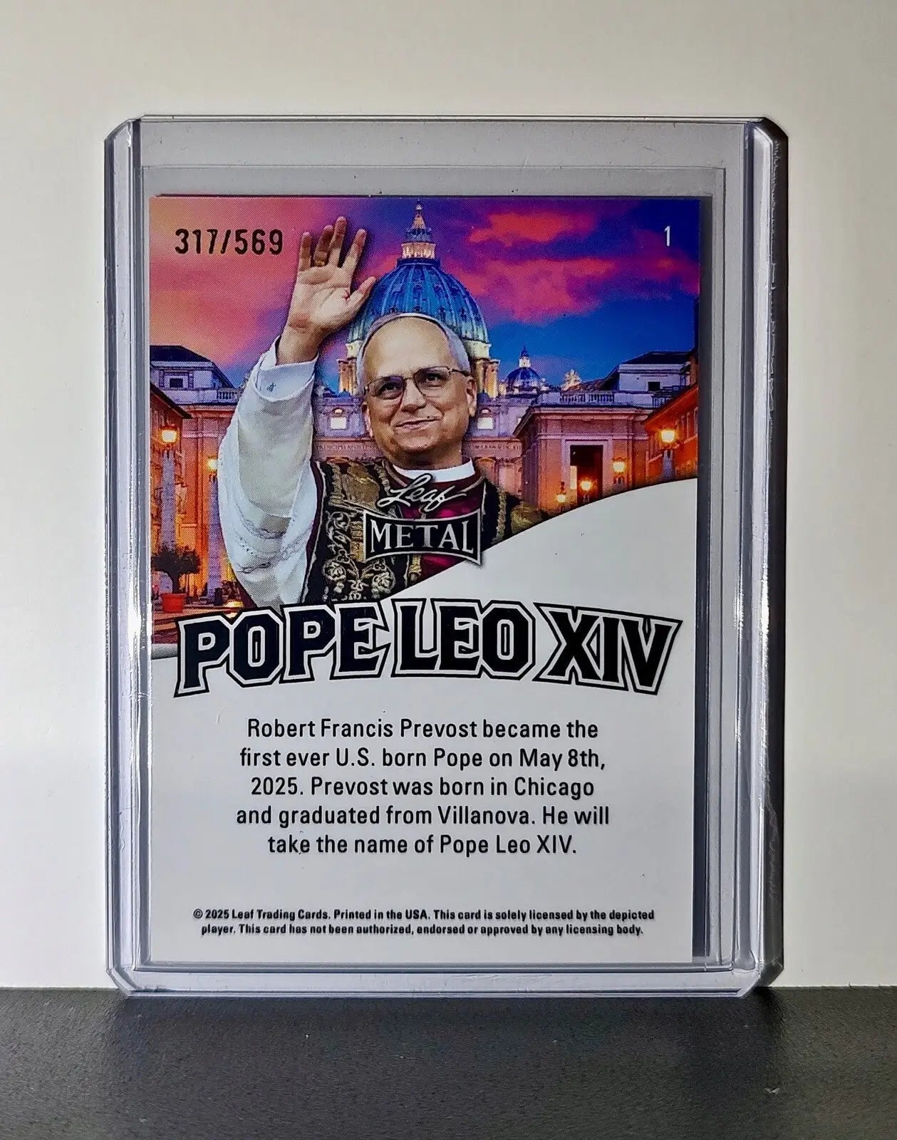 Pope Leo XIV 2025 Leaf Metal Trading Card Deep Dish Pizza Parallel /569 - Other