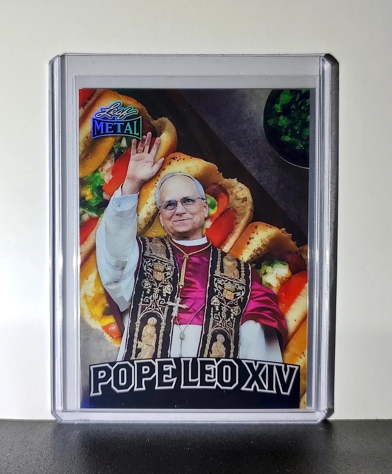 Pope Leo XIV 2025 Leaf Metal Trading Card Hot Dog Parallel /529 - Other