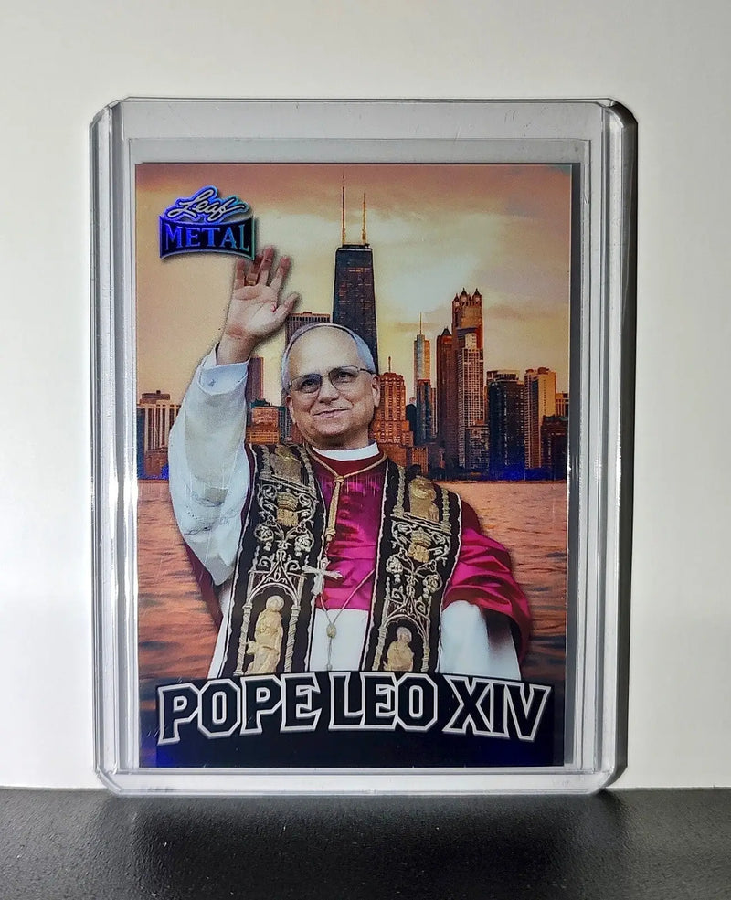 Pope Leo XIV Leaf Metal Cards Set of 4 Pizza / Hot Dog / Skyline / Snow Variants - Other