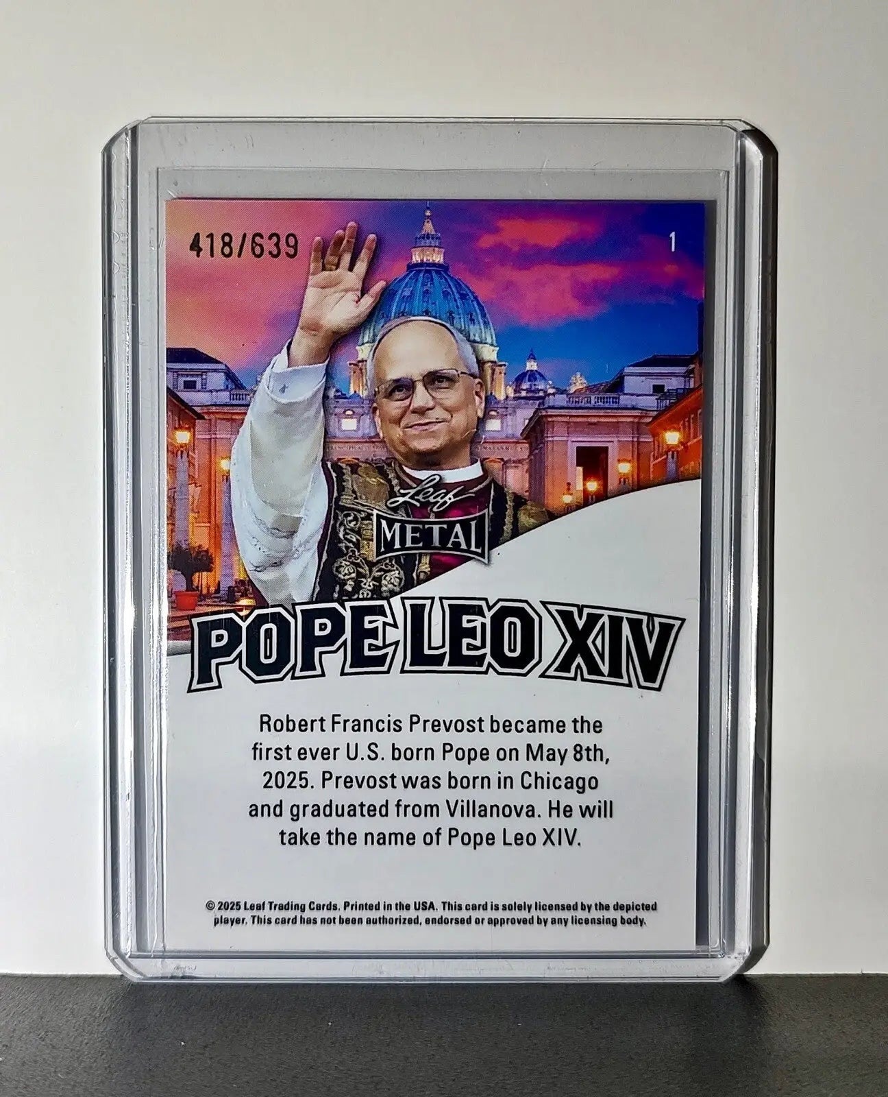 Pope Leo XIV Leaf Metal Cards Set of 4 Pizza / Hot Dog / Skyline / Snow Variants - Other