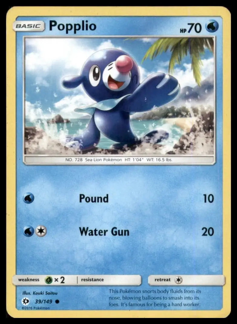 Popplio 39/149 SM Base Set Regular - Pokémon Card Single