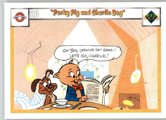 Porky Pig and Charlie Dog - 1990 Upper Deck Comic Ball - #20 / 35 - Baseball - Baseball Card Single