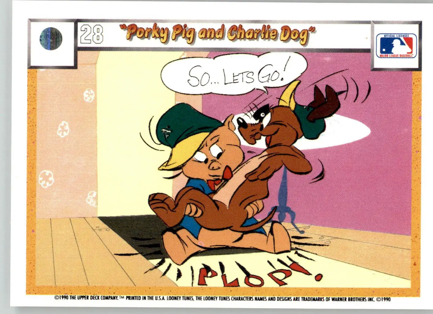 Porky Pig and Charlie Dog - 1990 Upper Deck Comic Ball - #25 / 28 - Baseball - Baseball Card Single