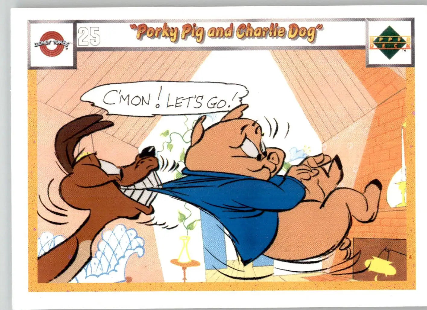 Porky Pig and Charlie Dog - 1990 Upper Deck Comic Ball - #25 / 28 - Baseball - Baseball Card Single